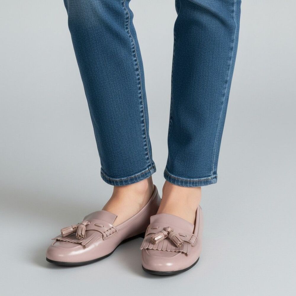Tod's Polished Leather Fringe Tassel Gommino Driving Loafers Lavender 40/US 9